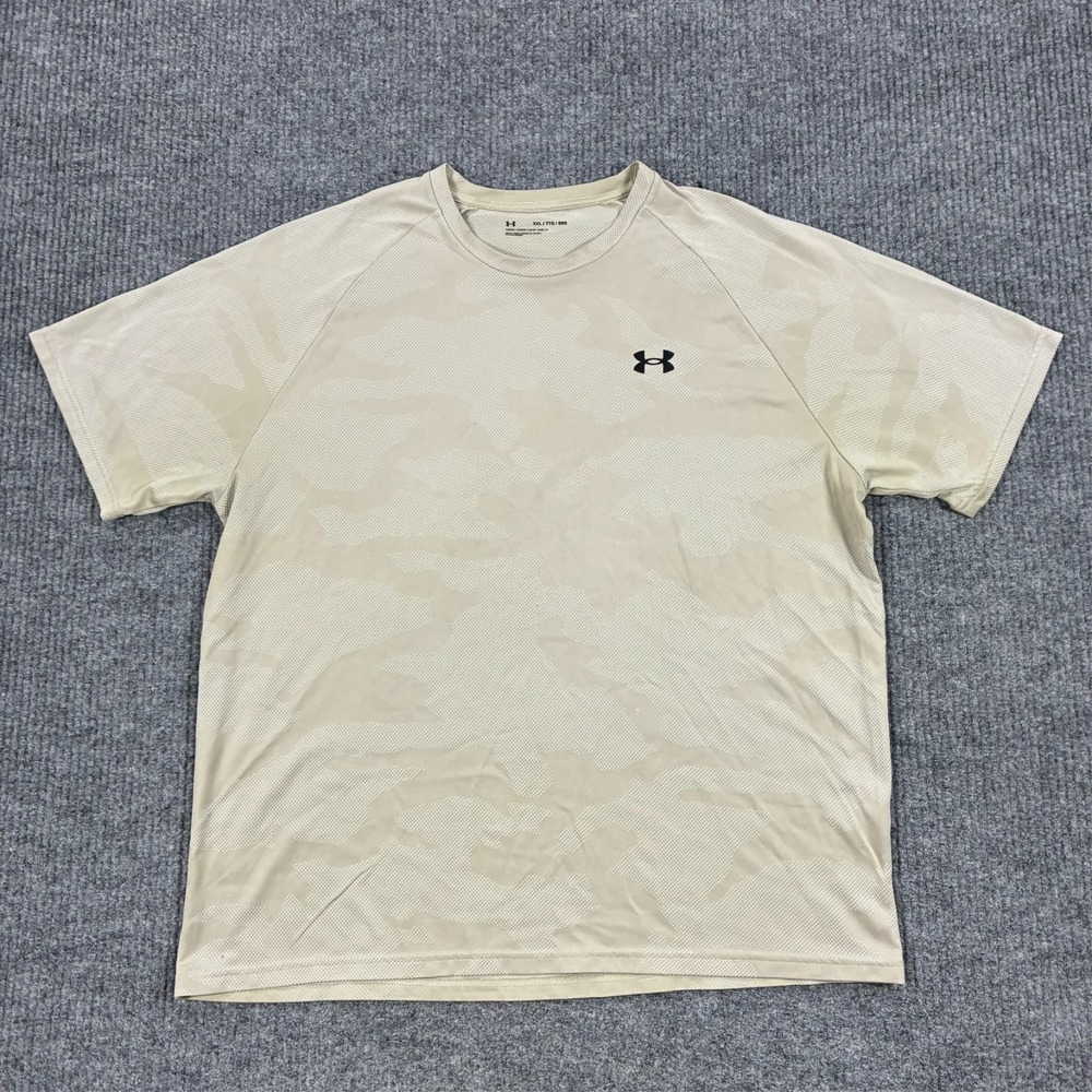 Under Armour Performance Shirt Mens 2XL Beige Camo Athletic Training Loose